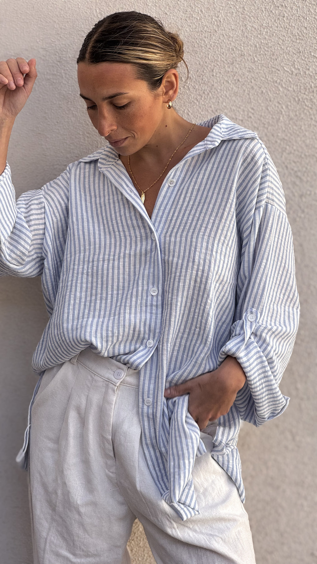 Camisa TREVI (rayada celeste)