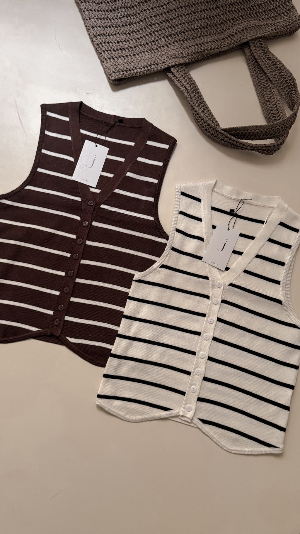 Chaleco LISBOA (RAYADO CHOCO|CRUDO)