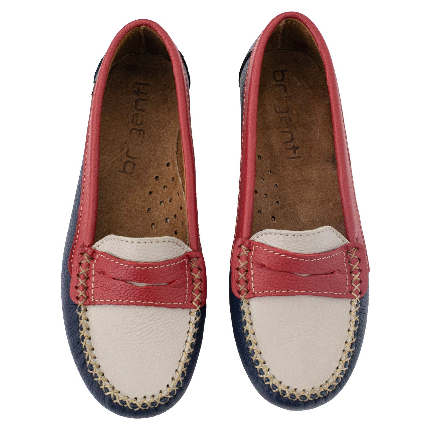 MOCASIN PAMPA AZUL NATURAL Y ROJO