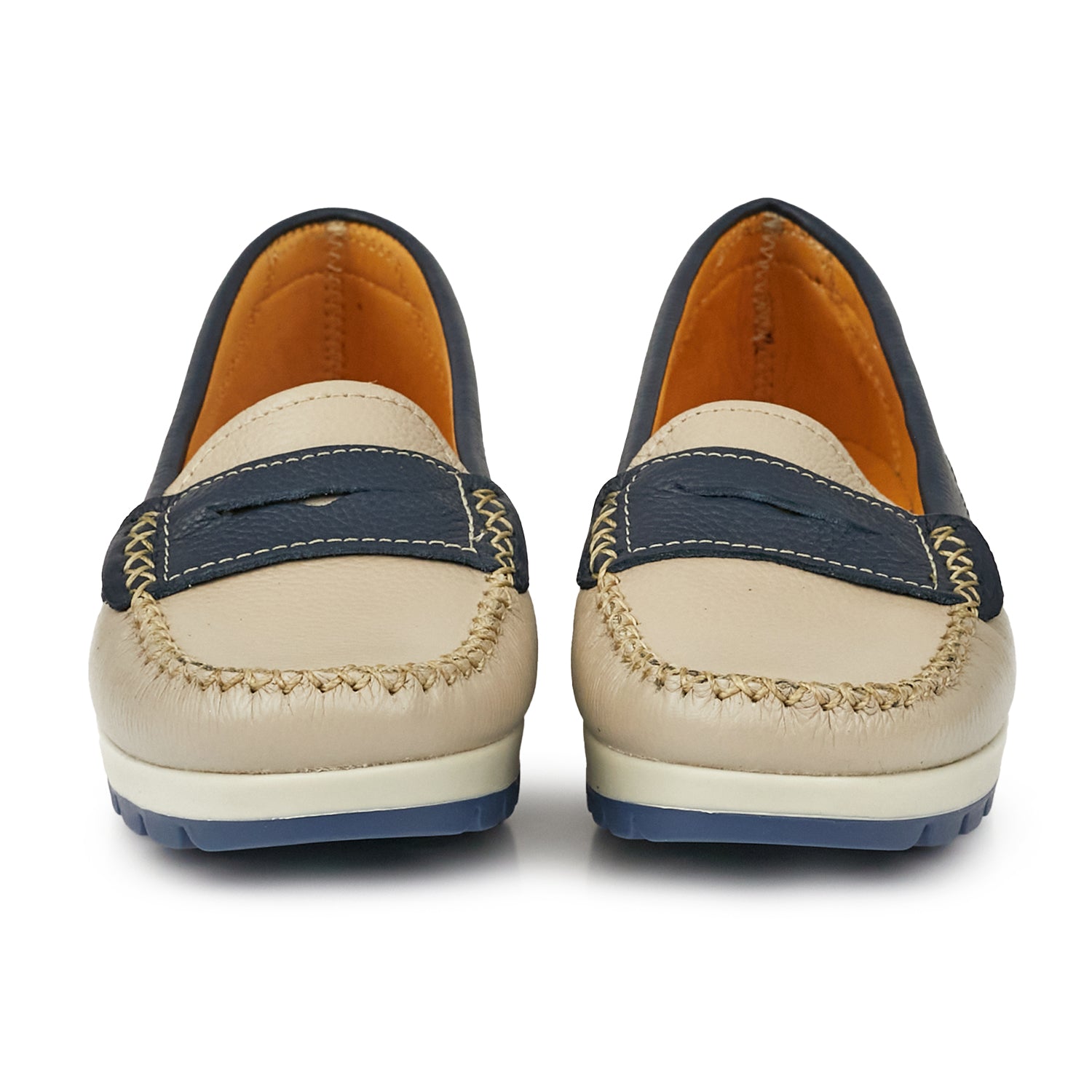 MOCASÍN PAMPA NATURAL Y AZUL