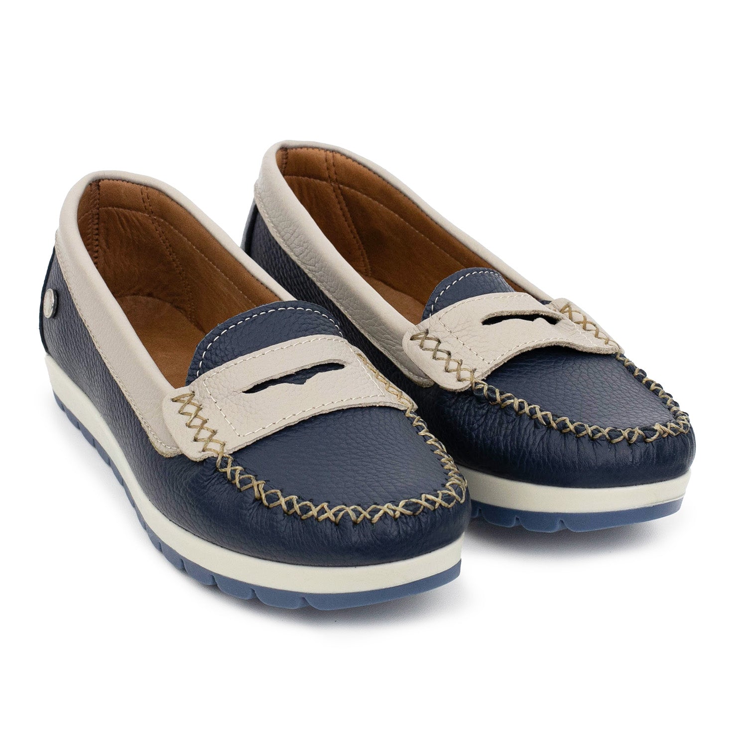 MOCASIN PAMPA AZUL Y BEIGE
